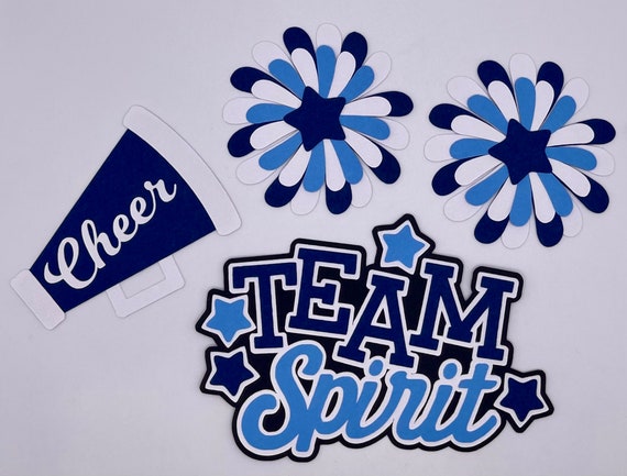 Sports - Various Colors "Team Spirit" Cheerleading Title - Handmade Paper Piecing Scrapbook Embellishment Die Cuts - FREE SHIPPING