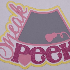 Pregnancy - Pink Ultrasound Title - Handmade Paper Piecing Scrapbook Embellishment Die Cuts - FREE SHIPPING