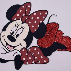 Disney Red Dress Minnie Mouse - Handmade Paper Piecing Scrapbook Embellishment Die Cuts - FREE SHIPPING
