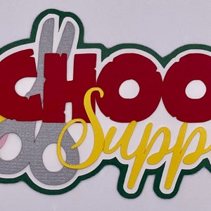 School - School Supplies Title - Handmade Paper Piecing Scrapbook Embellishment Die Cuts - FREE SHIPPING
