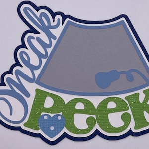 Pregnancy - Blue Ultrasound Title - Handmade Paper Piecing Scrapbook Embellishment Die Cuts - FREE SHIPPING
