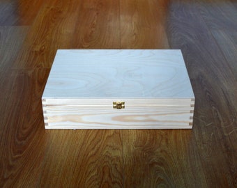 Boîte en bois avec serrure, boîte d'album photo inachevée, grande boîte en bois