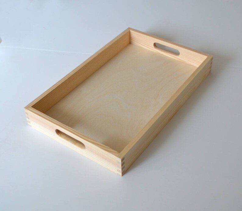 Unfinished Large Wood Tray With Handles Etsy