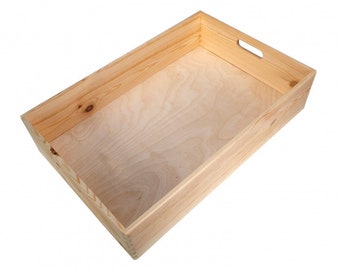Boîte de caisse en bois, caisse de rangement en bois, grand plateau ottoman, plateau en bois non traité