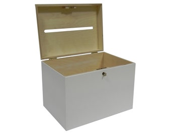 White Wedding Card Box with Lock