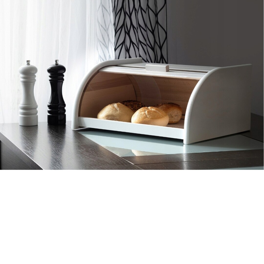 Large White Bread Box Rustic Kitchen Decor Bread Storage Etsy