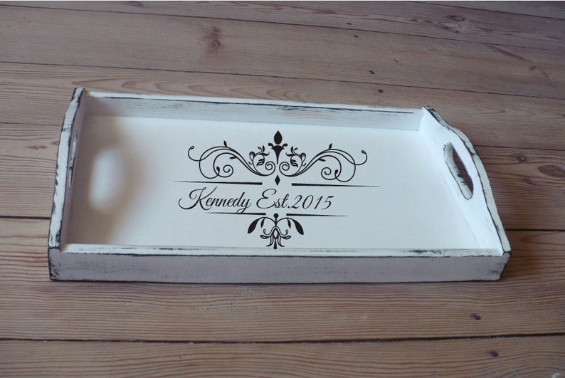 Breakfast Tray Personalized serving trays White Wooden Etsy