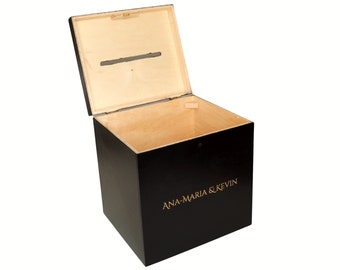 Black Large Wedding Card Box with Lock