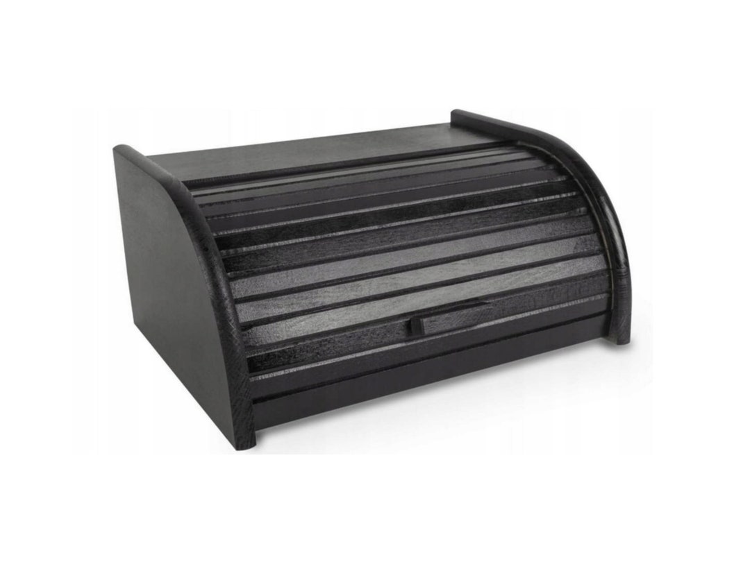 Large Black Bread Box Bread Box Countertop Roll Top Breadbox Lacquered