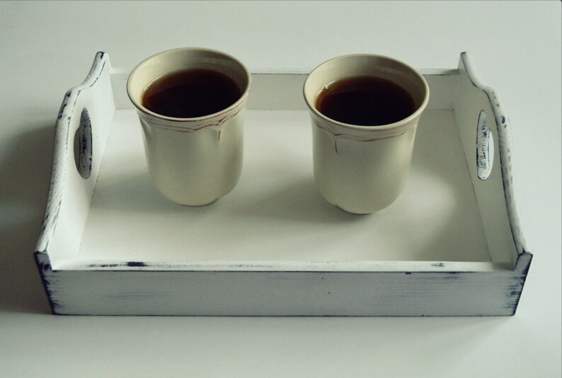 Wooden Bed Traywhite Large Wooden Tray With Heart Handles Etsy