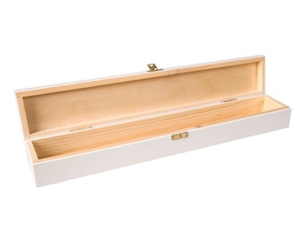 White Long Storage Box with Hinged Lid