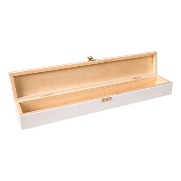 White Long Storage Box with Hinged Lid