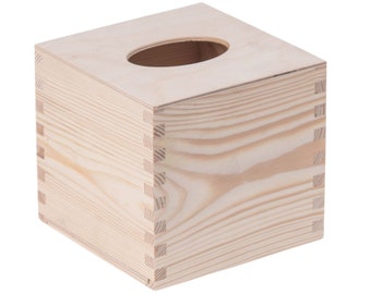 Couverture de boîte à mouchoirs carrée naturelle rustique - Décor en bois non fini