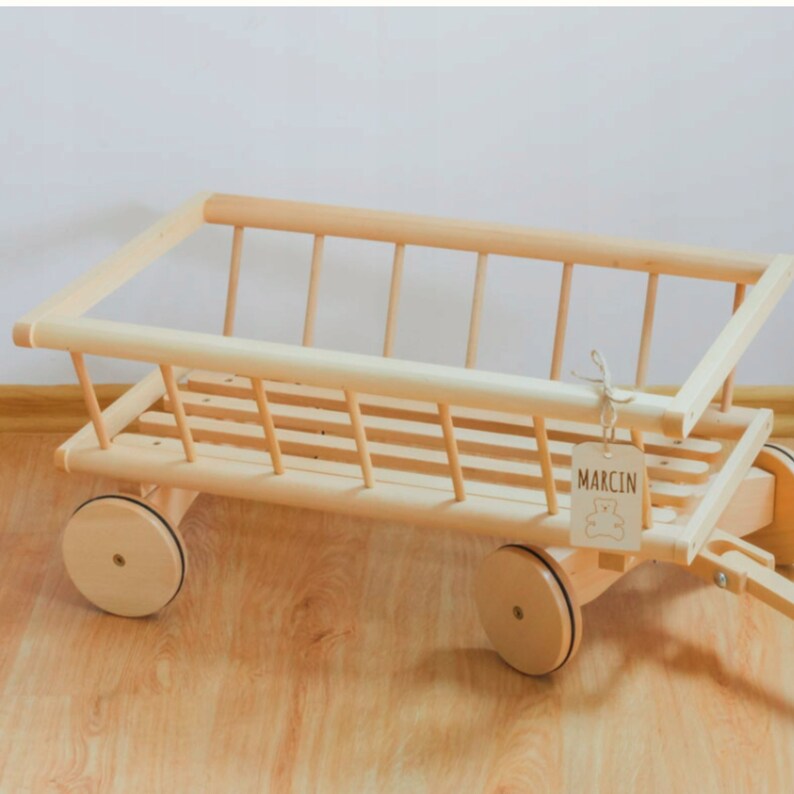 Large Wooden Trolley Wooden Baby Toys Etsy