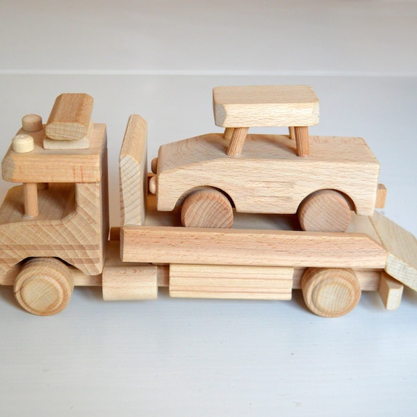 Wooden Tow Truck, Montessori Baby Toys
