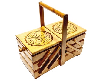Alder Wooden Cantilever Sewing Box