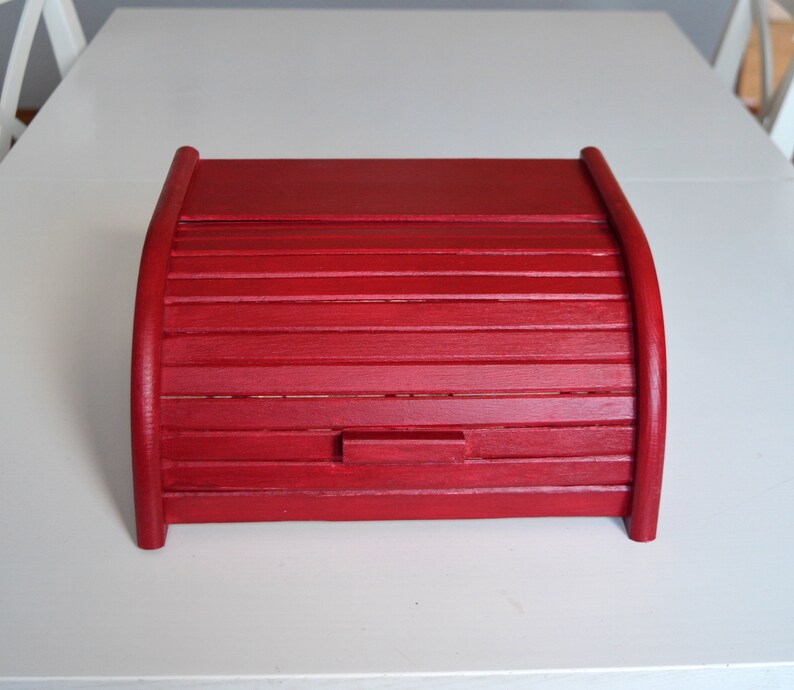 Red Farmhouse Bread Box with Shutter Etsy