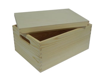 * Pine wooden storage crate & lid 40x30x23cm DD170 trunk case bedding U 