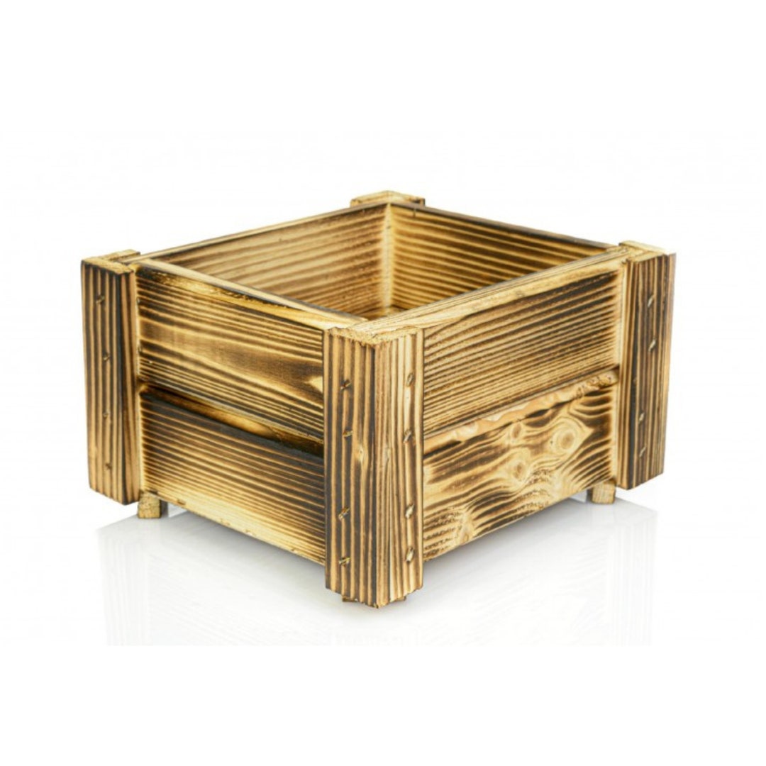 Fresh Look at Tanned Wooden Crate Rustic Wood Planter Box Storage