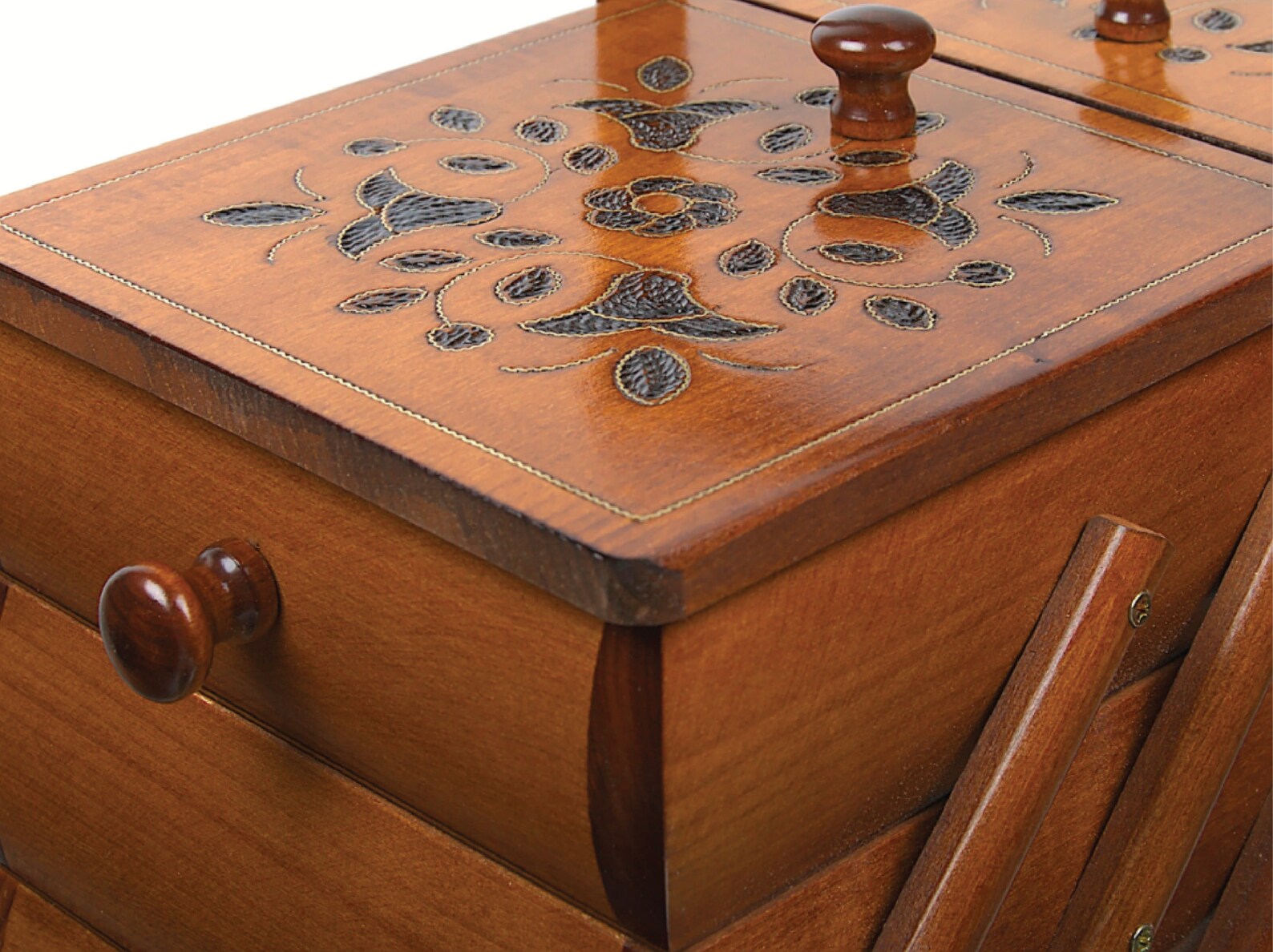 Light Brown Hand Carved Sewing Box Wooden Sewing Box Made of Etsy
