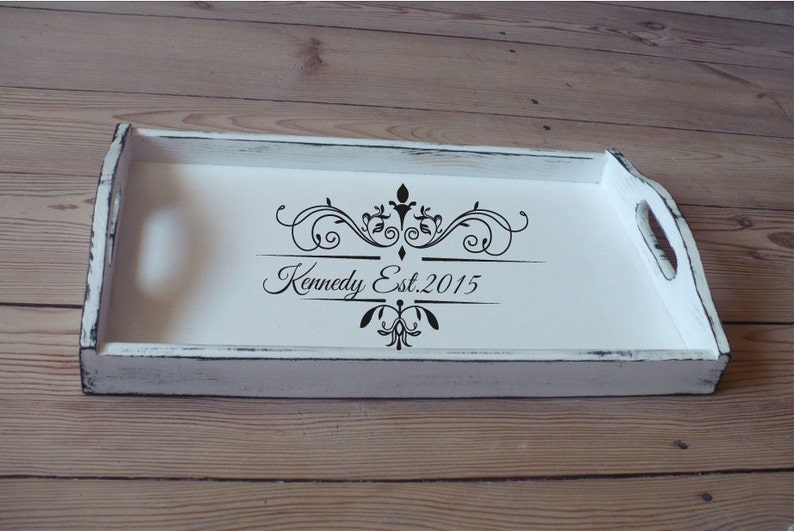 Large Breakfast Tray Personalized Serving Trays White Etsy