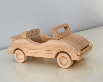 Jouets de voiture en bois cabriolet, jouets en bois pour bébé