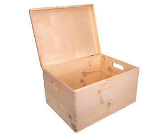 Boîte en bois inachevée, boîte en bois avec couvercle, boîte à outils en bois