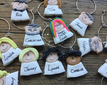 Personalised Wine Glass Charm: Handmade Wedding favours custom name settings hen night birthday party