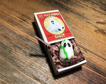 Handgemaakt spook in een luciferdoosje: uniek zorghuiscadeau spookachtig Halloween kerstcadeaus adventskalender opvuller kerstspookcadeau