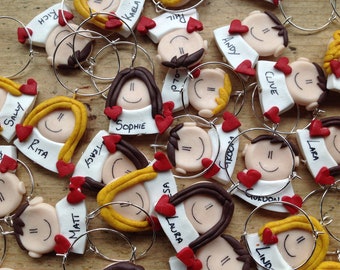 Personalised wine glass charms Wedding favours party hen night dinner party school teachers gift 21st 30th 40th 50th 60th 70th birthday,