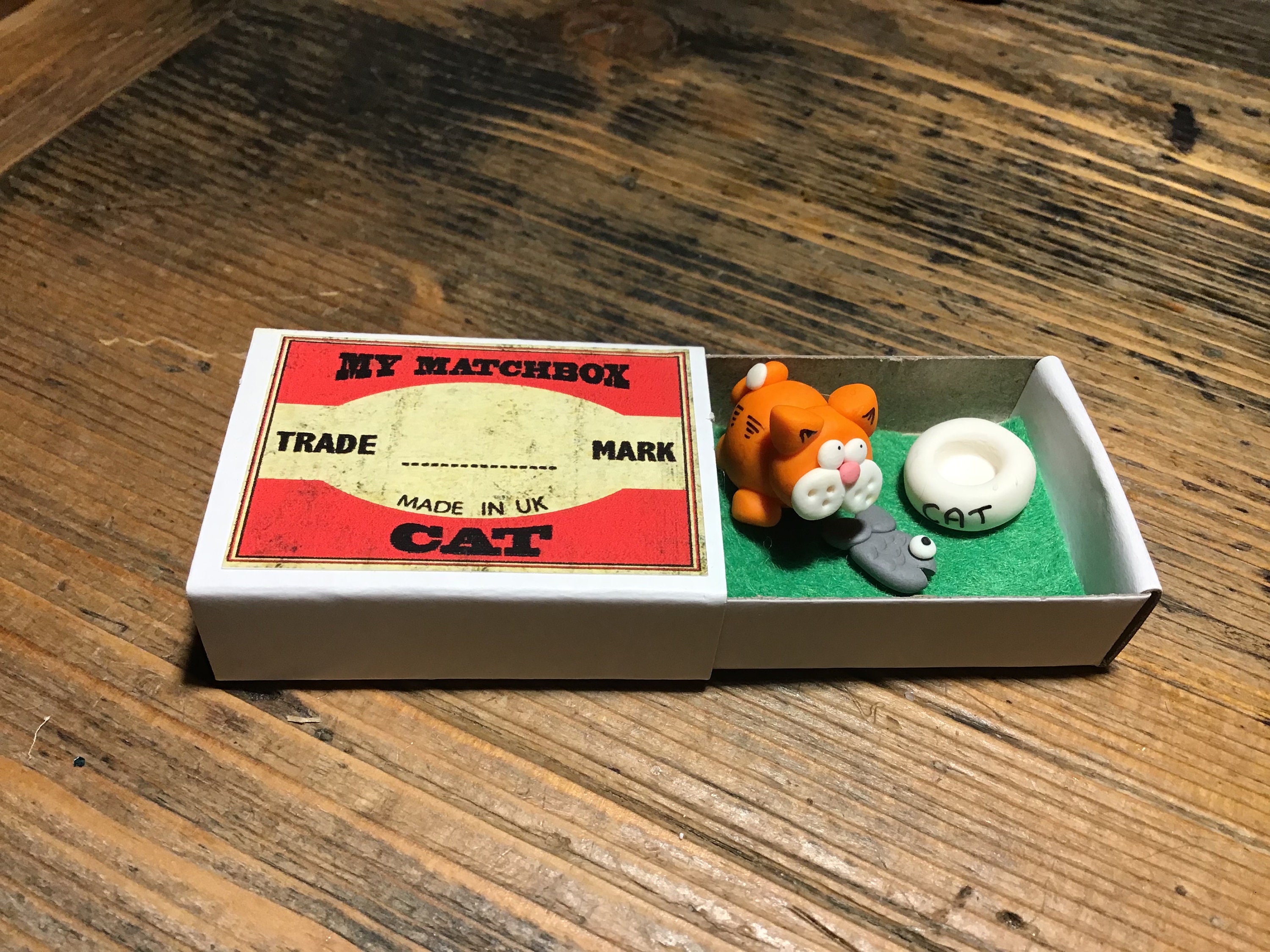 Handmade Matchbox Miniature Cat: Tiny Pet Gift