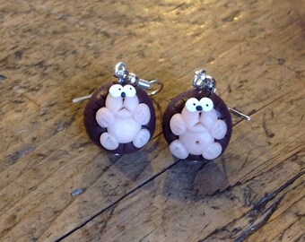 Hedgehog earrings drops handmade cute wild life gift ideas birthday gift teachers gift