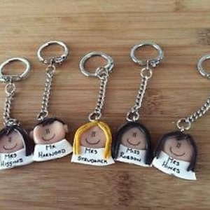 Teachers gift keyring personalised handmade made to order gift ideas school leaving gift  nursery teachers, end of term teacher’s gift