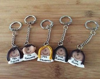 Teachers gift keyring personalised handmade made to order gift ideas school leaving gift  nursery teachers, end of term teacher’s gift