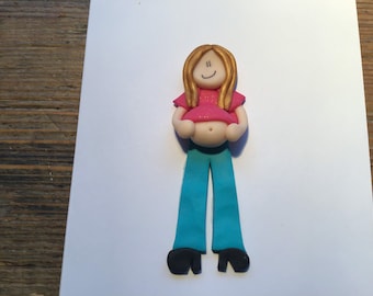 Bun in the oven pregnancy card mum to be, baby shower congratulations personalised clay figure, gift for mum to be, new mum card, new baby