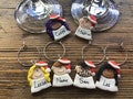 Personalised Christmas wine glass charms, Christmas cracker fill, advent calendar gift stocking filler name tags Christmas dinner tableware.