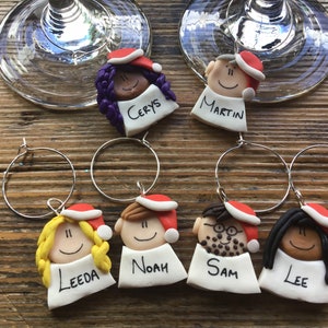 Personalised Christmas wine glass charms, Christmas cracker fill, advent calendar gift