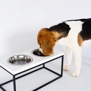 Fressnäpfe mit Ständer / Erhöhte Fressnäpfe / Moderne Futternäpfe / Doppel-Diner / Fressnapf / Fressnapf / Metallbasis