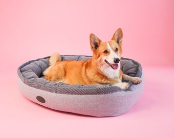 Oval Donut Dog Bed, Durable Furniture Fabric, Cozy Pet Lounger