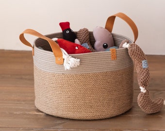 Dog Toy Basket, Dog Toy Box, Toy's Basket for Dog, Pet's Toys Storage, Basket for Storing Toys from Natural Jute, Eco-friendly Gifts for Pet