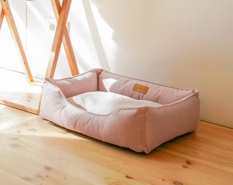 Pale Pink Pet Bed With Removable Cover, Washable Bed For Dog, Soft Bed For Puppy