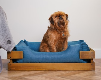 Wood dog bed in Nature Color + Soft Bed for small dog wood deg bed wood frame dog bed dog couch with frame indoor dog bed