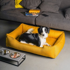 Yellow Dog bed with removable cover / bright dog nest sunshine mustard / S - Xxl size pet bed for dog, Gift for dog owners