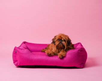 Hot Pink Soft Cushion for Puppy, Cozy Petbed for Middle Dogs, Removable Cover Bed for Small Dog, Design Dog Bed for Home