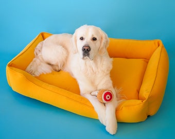 YELLOW Dog bed with removable cover / bright dog nest sunshine mustard / S - Xxl size pet bed for dog, Gift for dog owners