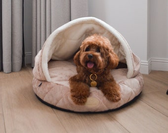 Cuccia in velluto rosa per gatti e cani di piccola taglia