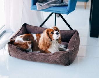 Dog bed S-XXL large, corduroy, soft, brown, gift for new dog, gift for family with dog, gift fot pet owners, puppy bed