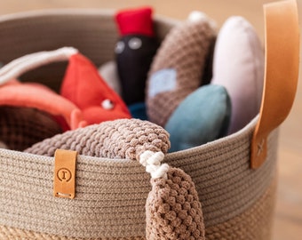 Dog Toy Box, Dog Toy Basket, Toy's Basket for Dog, Pet's Toys Storage, Basket for Storing Toys from Natural Jute, Eco-friendly Gifts for Pet