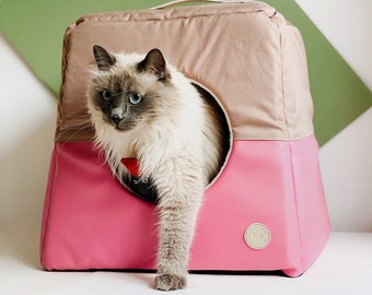 La cuccia per gatti trasformabile si trasforma in un elegante cestino, per la moderna casa scandinava, mobili per gatti nordici, letti per gatti di piccole o medie dimensioni