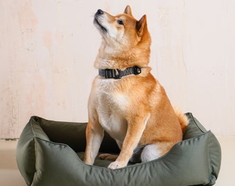 Waterproof Canvas Dog Bed, Removable Cover, Raised Walls